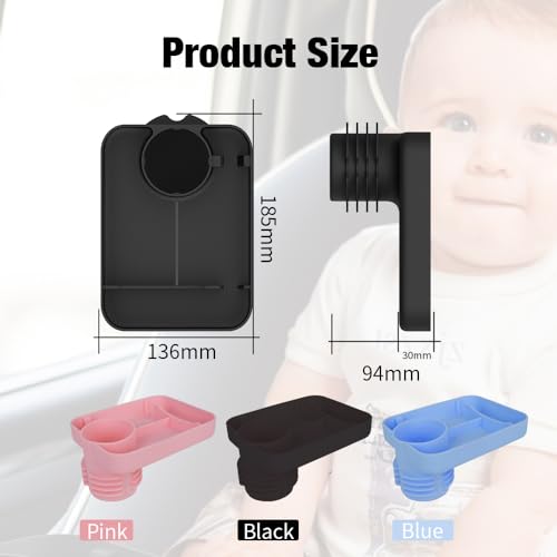 DCG Center, Car Seat Tray, Car Seat Tray for Kids Travel, Cup Holder Tray for Snacks, Travel Tray for Kids Car Seat, Kids Travel Tray, Car Seat Snack Tray, Car Seat Food Tray for Toddler (Black) - Thumbnail 7