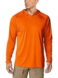 FASKUNOIE Men's Orange Hoodie Long Sleeve Shirts UPF 50+ with Hood with Thumb Hole Beach Swimwear