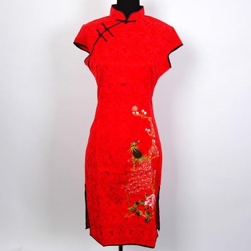 Phoenix Classic Cheongsam Mini Dress Red Available Sizes: 0, 2, 4, 6, 8, 10, 12