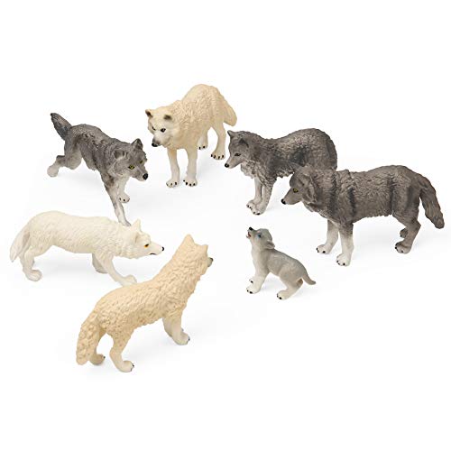 RESTCLOUD 7Pcs Wolf Toy Figurines Set Wolf Animals Figures (Wolf Set B) - Thumbnail 7