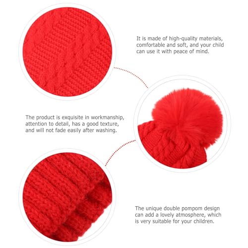 Gorro y Bufanda Hilo de Lana Rojo Prueba de Viento y Tejido Cálido 7