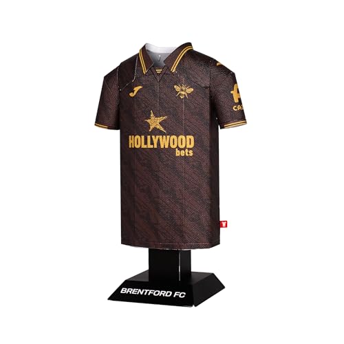 Image of Brentford FC 23/25 25/26 Home Away Third 92-94 Retro Metal Football Shirt - Officially Licensed Miniature Alloy Replica Jersey Collectible Display Gift - Personalise Name & Number Decals (25/26 Away)