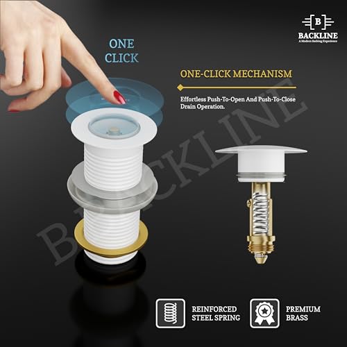 Image of B Backline Brass 5-Inch Pop up Waste Coupling for Wash Basin | 32 MM Full Thread Waste Coupling For Basin (White Matt, 5-INCH)