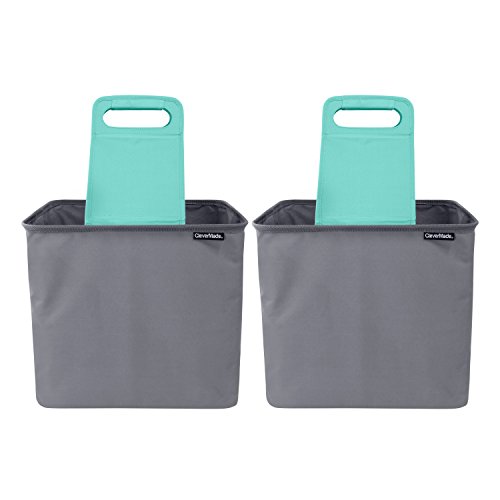 CleverMade 35L SnapBasket TrunkCaddy Collapsible Car Trunk Organizer & Storage Tote with Handles, Charcoal/Teal, 2-Pack