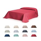 fundabel® - Colcha Boutí Acolchada Reversible Due para Cama 90 (180x270 cm), Rojo/Beige, Microfibra Suave con Relleno Equilibrado, Ligera, Ideal para Primavera y Verano, Fabricada en España