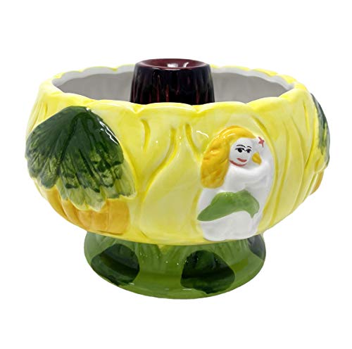 Amehla Skorpion Bowl, 900 ml Fischglas-Tiki-Tasse, handbemalte Keramikinsel-Thema, Cocktail-Glas mit flammendem Vulkan, Lava-Mittelstück Cover