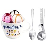 Dolficy Grandpa Gifts, Grandpa Birthday Gift from Grandkids, Grandpa's Ice Cream Bowl Scoop Shovel Spoon Set, Grandpa’s Ice Cream Gift, Christmas Birthday Grandparents Day Present for Him Man