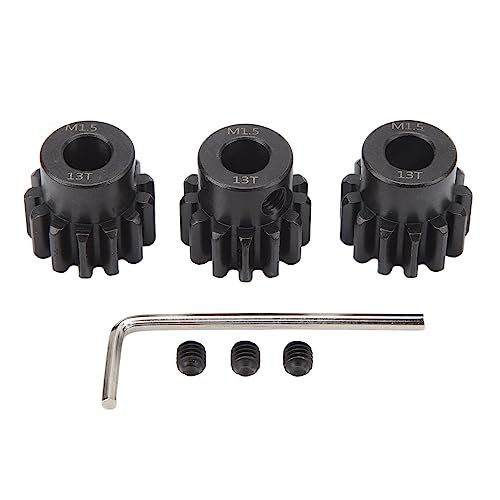 3Pcs RC Car Gear Set M1.5 8mm Inner Hole, Steel Motor Pinion Gears for 1/5 1/8 1/10 Scale Model Cars, Professional Design with F