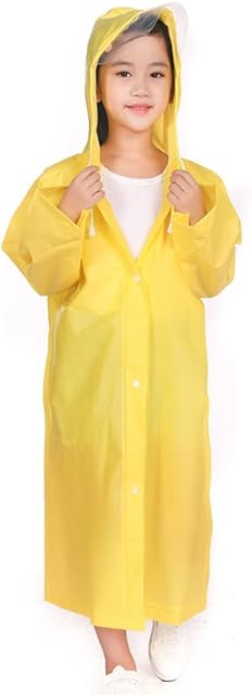 Kids Raincoat, EVA Waterproof Rainsuit, Boys Girls Rainwear Poncho with School Bag Cover, Children Hooded Rain Jacket Cape for Hiking Bicycle Camping Mountaineering
