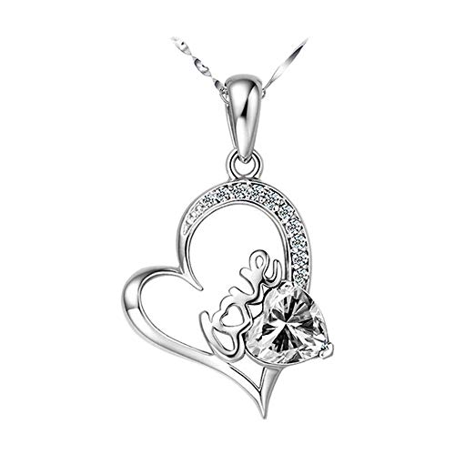 ICHQ Fashion Women Necklaces Heart-shaped Necklace Pendant Delicate Jewellery for Women and Girls Anniversary,Birthday Gift (Silver)