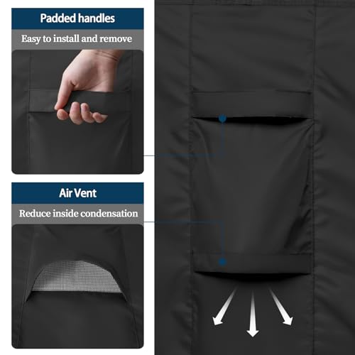 Easy-Going Round Patio Furniture Cover Waterproof Outdoor Dining Table and Chair Cover Anti-UV Outside Sectional Sofa Set Covers (96"DIA x 28"H, Black) by Easy-Going - Used condition - Image 6