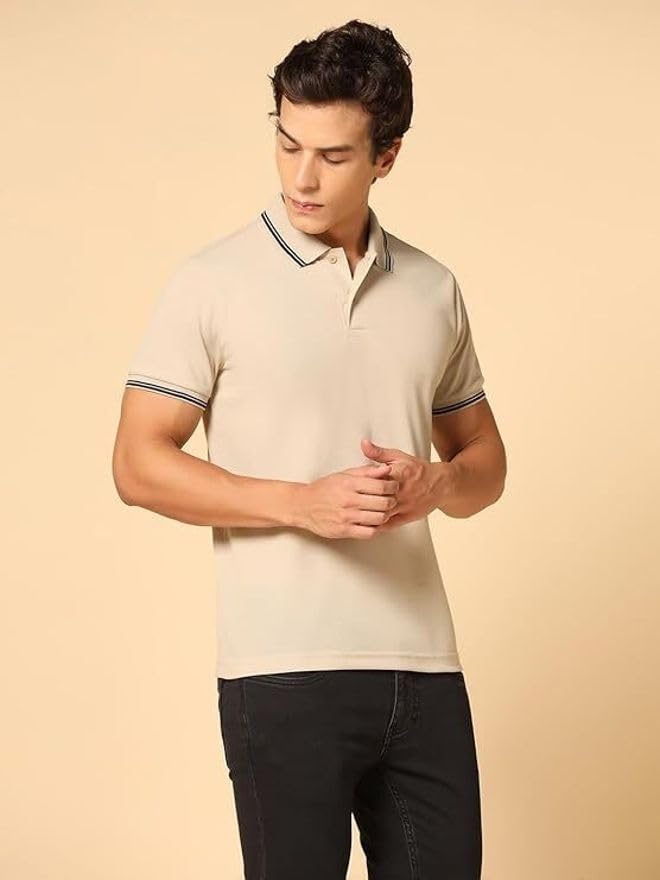 Image of INKKR Men's Solid Polo Neck Half Sleeve Stylish T-Shirt Combo