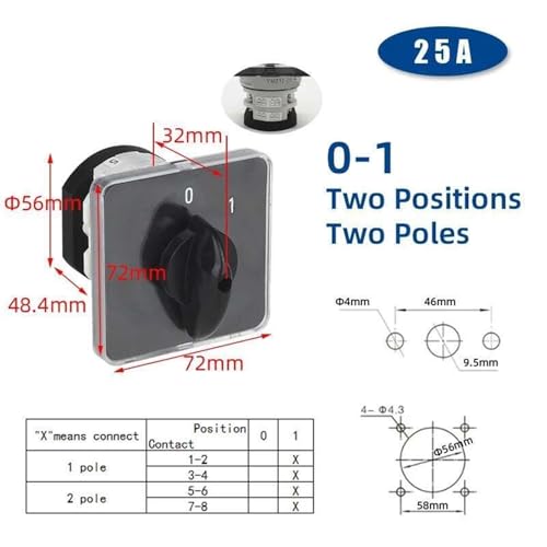 Interrupteur inverseur YMZ12-25A pour éviter les arcs électriques