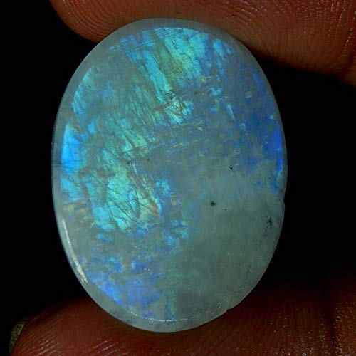 26.60Cts Natural Rainbow Moonstone Amazing Flash Oval Cabochon Loose Gemstone #TOP1