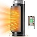 1500W Space Heaters for Indoor Use, Smart PTC Electric Heater with Wifi/App & Remote Control, 24H Timer, 90° Oscillation, Overheat and Tip-Over Protection, 5 Modes for Home Office Bedroom Bathroom