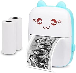 ARCELI Mini Thermal Printer, 200DPI Wireless Bluetooth BT4.0 Photo Printer, Portable Thermal Printer Compatible with Android or iOS APP for Pictures/Notes/Lists/QR Codes(with 2 Roll Thermal Paper)