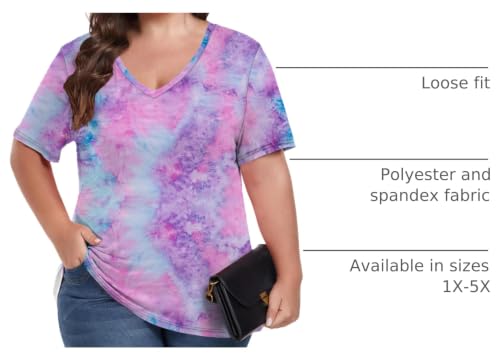 Image of ForHailey Women's Plus Size V Neck Tops Summer Short Sleeve T Shirt