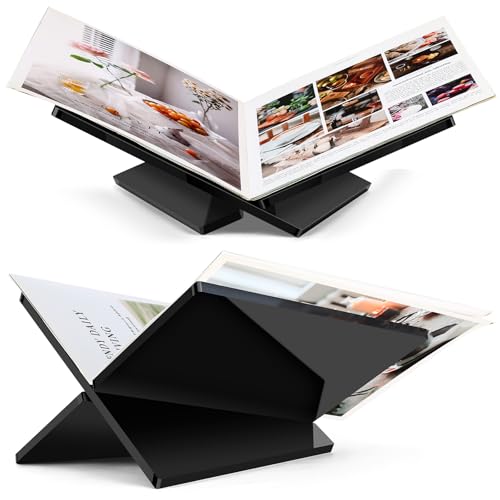 UikJOY Schwarz Acryl Buchständer Kreuzrahmen Acryl Buchhalter, Leseständer offene Ausstellen, geeignet für Bibel, Koran, Kunst, Kochbücher, Lehrbücher und Zeitschriften (Schwarz, Groß)