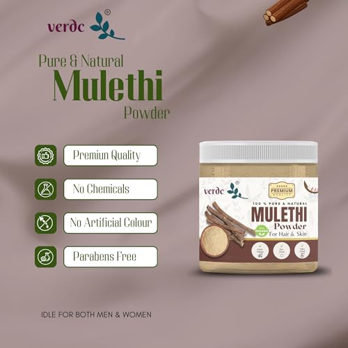 Image of 100% Pure & Natural Mulethi (Glycyrrhiza glabra, Liquorice, Yashimadhu) Powder for Face /Hair /Skin - Pigmentation-Free Skin Whitening Facepack - (100 GM)