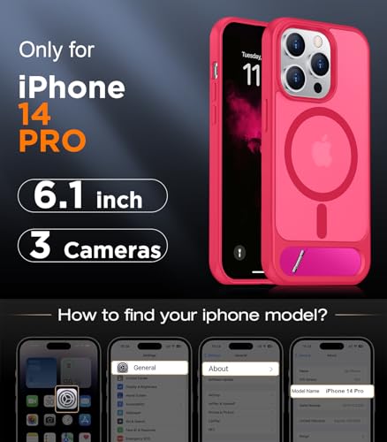 Image of Magnetic Compatible with iPhone 14 Pro Case, [Built-in Invisible Kickstand][Compatible with MagSafe] [Military Grade Shockproof] Slim Translucent Matte Phone Case for iPhone 14 Pro 6.1 inch