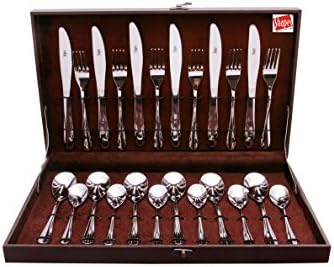 Shapes Cosmic Stainless Steel Cutlery Set of Spoons, Forks & Knives with Gift Box, Set of 24 Pcs. (Contains: 6 Dinner Spoons, 6 Dinner Forks, 6 Dinner Knives & 6 Tea Spoons with Gift Box)