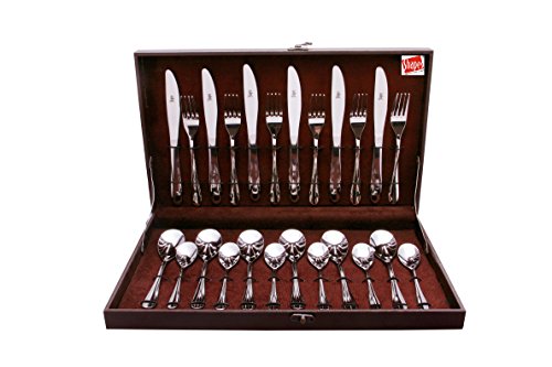 Shapes Cosmic Stainless Steel Cutlery Set of Spoons, Forks & Knives with Gift Box, Set of 24 Pcs. (Contains: 6 Dinner Spoons, 6 Dinner Forks, 6 Dinner Knives & 6 Tea Spoons with Gift Box)