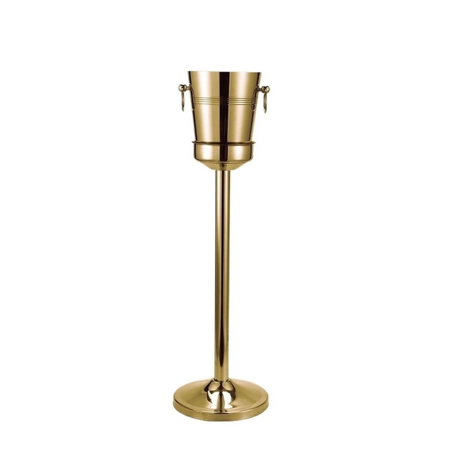 Cubitera de Acero Inoxidable con Base for Cubitos Hielo, Ideal for Vino, Cerveza, Karaoke, Bares, barbacoas, Fiestas y Bodas para Botellas de Vino o champán(Gold)