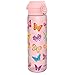 Price comparison product image Ion8 Water Bottle, 500ml / 18oz, Leak Proof, One-Finger Open, Dishwasher Safe, BPA Free, Flip Cover, Carry Handle, Spill-free On-The-Go, Easy Clean Carbon Neutral Recyclon, Pink, Butterflies
