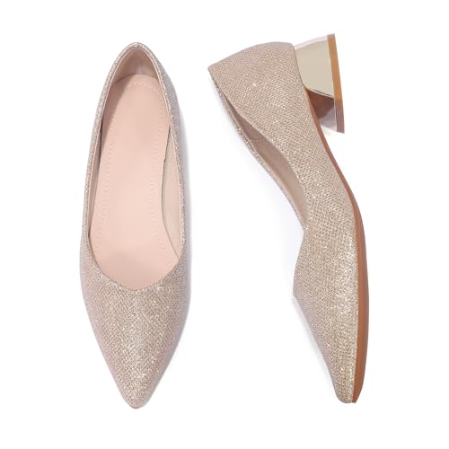 Women's Low Block Chunky Heels Pointed Toe Closed Toe Work Pumps Slip on Comfort Dress Shoes for Women2