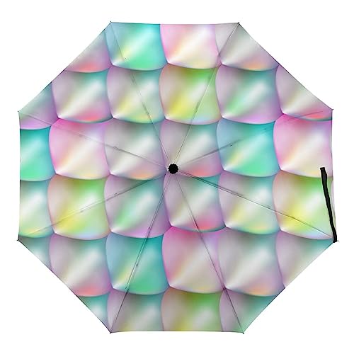 Paraguas Plegable Compacto Color Sirena Paraguas De Viaje De Viento Automático Para Hombre Y...