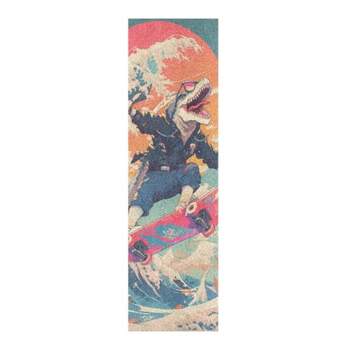 WDdZzyy Retro Skateboard Grip-Tape Dinosaurier Design