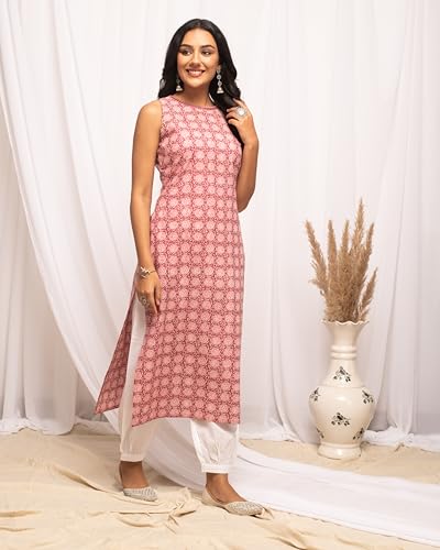 Image of FIORRA Womens Cotton Straight Fit Floral Printed Kurta