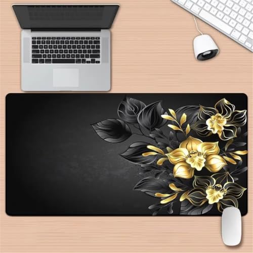 Alfombrilla ratón XXL gaming negra y rosa para escritorio antideslizante de 800x300mm