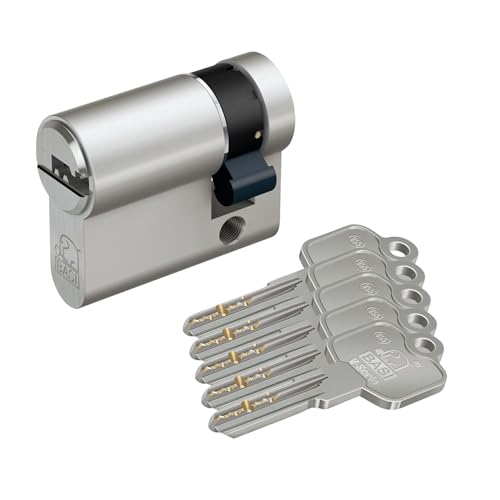 BASI | V55 Profil-Halbzylinder 10/30 mm | Zylinderschloss mit 5 Wendeschlüssel und Codekarte | Bohrmuldenschlüssel | Pickingschutz & Anbohrschutz | Verschiedenschließend