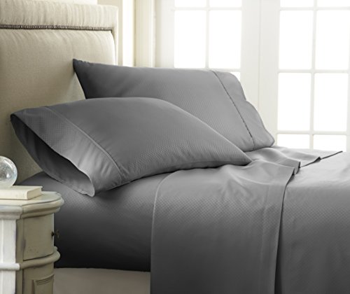 ienjoy Home Sheet Set, Microfiber, Checkered Gray, Queen-Embossed