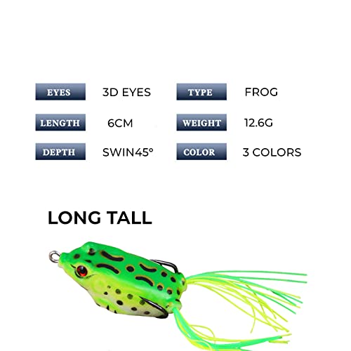 Top Water Bass Fishing Frog Lures - Trout Fishing Lures Kit Set Realistic Prop Frog Soft Swimbait Floating Bait With Weedless Hooks For Freshwater Saltwater - Pack Of 3 #TOP1