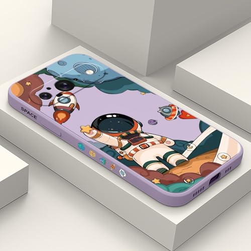 Coque Google Pixel 9 anti-choc et ultra-fine avec motif floral astronaute violet