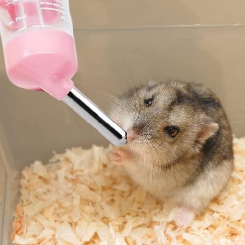 Zwenjuan Kleintiertränke,4 Stück 80 ml Wasserspender für Hamster und Mäuse,Hamster-Wasserflaschen,Hamster Trinkflasche,Hamster Zubehör für Meerschweinchen,Hasen Chinchilla,Ratten,Kleintiere