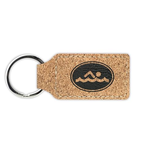 RDW Oval Swimming Keychain Leatherette Rectangle - Laser Engraved -