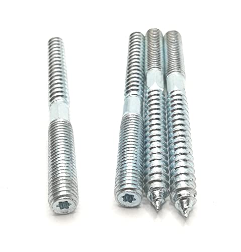Image of Hanger Bolt M10x110 Silvery Double Headed Bolt Self-Tapping Screw with Hexagon for Furniture 12Pcs