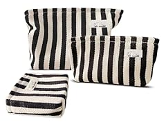Black White Stripped Set of 3 - w Compartment