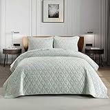 Homzard Velvet King Size Comforter Set, Luxury King Quilt, Light Green Bedding Set, Soft Plush Bedspread, Lightweight for All Season
