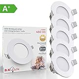 Die stromsparenden 5 Watt Module ersetzen herkömmliche 40 Watt Halogenlampen. Viel Geld sparen Sie auch durch die hohe Energieeffizienzklasse von A+ mit einer Lebensdauer von 25.000 Stunden. Einbaumaße: Außen: Ø85mm – Einbautiefe: 30mm – benötigter Deckenausschnitt: Ø78