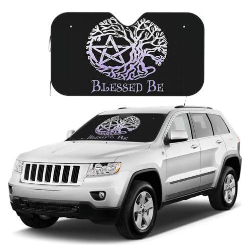 QICITTY Triple Moon Witch Goddess Wicca Pentacle Windshield Sunshade for Car SUV Truck Foldable Uv Ray Reflector Front Window Sun Shade Visor Shield Cover, Small, White