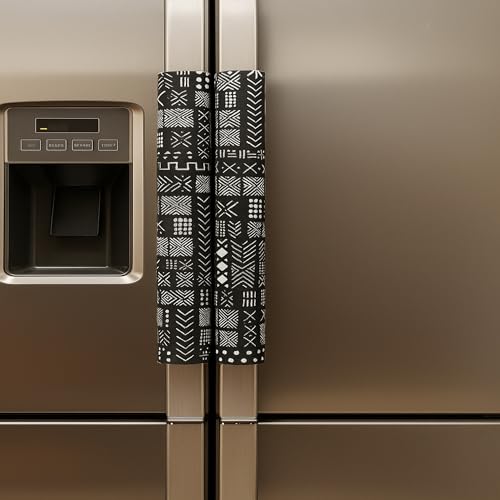 Image of WWW.THROWPILLOW.IN Fridge Handle Covers, Set of 2|Mud Cloth Printed Washable Fridge Handle Cover for Lg Samsung Fridge Refrigerator Door Handle Cover Kitchen Decor, 2 Piece