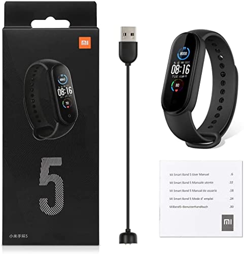 Xiaomi Mi Band 5 Pulsera de Actividad Inteligente, Nueva Carga magnética, Pantalla AMOLED de 1,1", 100+ Fondos de Pantalla temáticos, 24 horaspulsometro/Fitness Tracker, 50M a Prueba de Agua