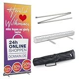 Premium Bodenhalterung Roll-Up-Kassette aus Aluminium-Profil, mit 2 Ausklappbaren Füßen