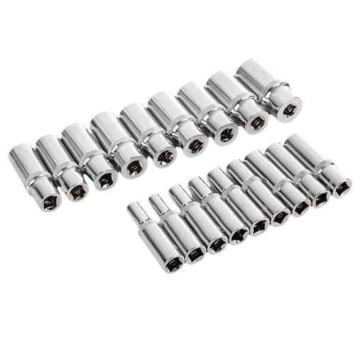 3/8" Drive 6-Point Deep Socket Set 8-24mm Hex Extension Sleeve Head For Nut Removal Hand Tools Kit(22mm)