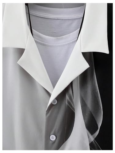 GORGLITTER Men's 2 Piece Outfit Graphic Print Button Down Short Sleeve Shirt and Shorts Set3