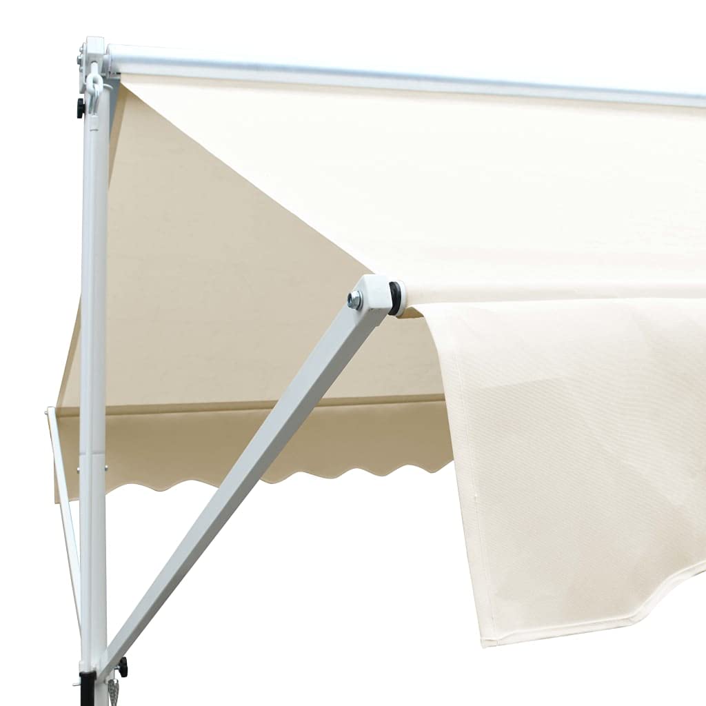 Capwee Store Banne Autoportant Double Pente à Manivelle Auvent autoportant pour Balcons Terrasse et Jardin-Crème-6 x 3 m